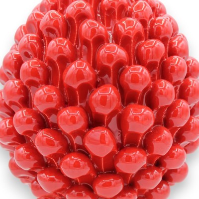 Cono de pino siciliano en cerámica de Caltagirone, rojo 2 opciones de tamaño (1 pieza) Decoración barroca del tallo sobr