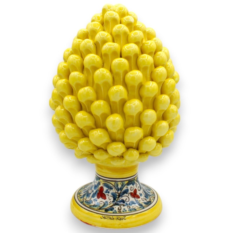 Szyszka sycylijska z ceramiki Caltagirone, żółta 2 opcje rozmiaru (1 szt.) Łodyga z XVII wieku i dekoracja kwiatowa - 