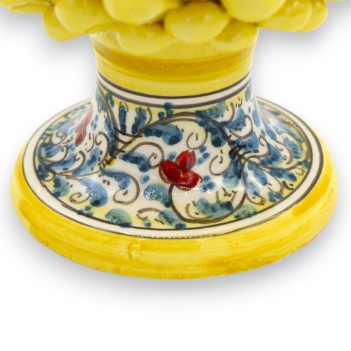 Siciliaanse dennenappel in Caltagirone-keramiek, geel 2 maatopties (1pc) Stam 17e eeuw en bloemendecoratie -  2