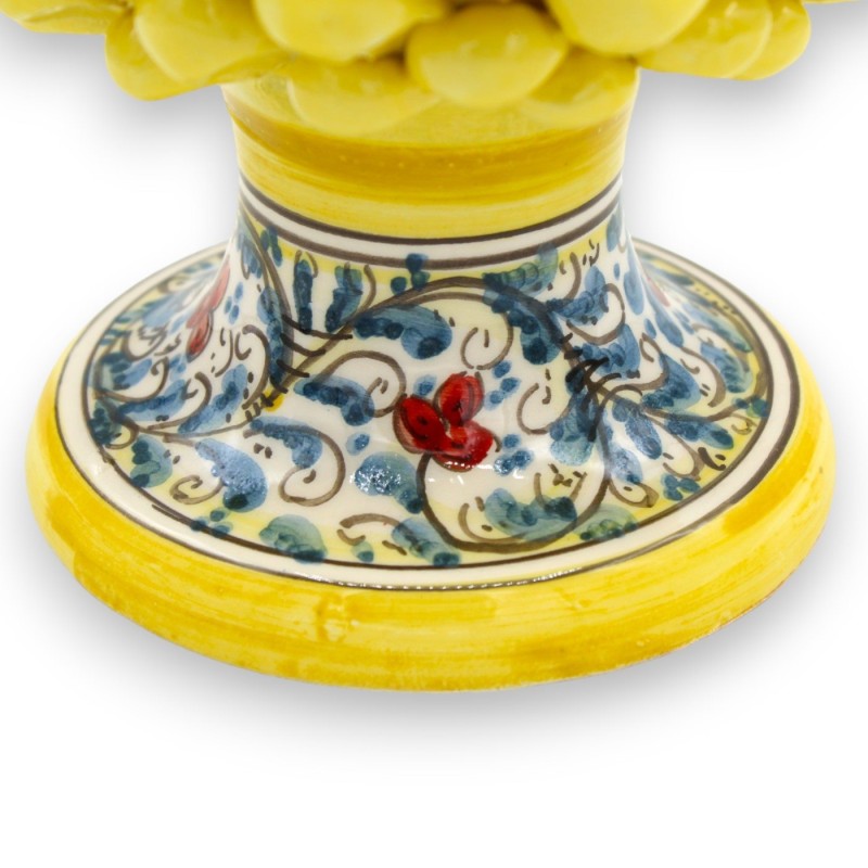 Szyszka sycylijska z ceramiki Caltagirone, żółta 2 opcje rozmiaru (1 szt.) Łodyga z XVII wieku i dekoracja kwiatowa - 