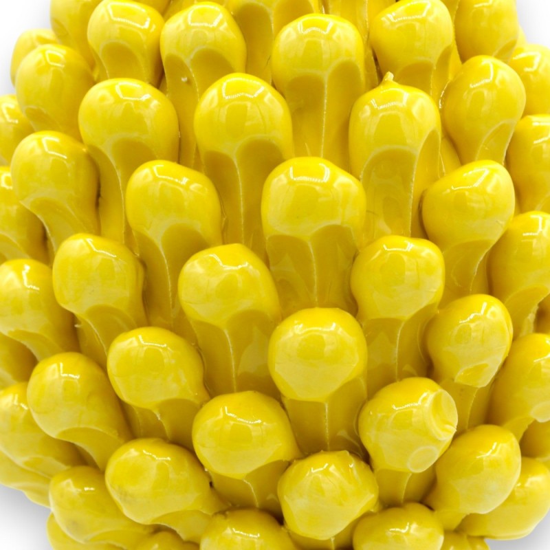 Szyszka sycylijska z ceramiki Caltagirone, żółta 2 opcje rozmiaru (1 szt.) Łodyga z XVII wieku i dekoracja kwiatowa - 