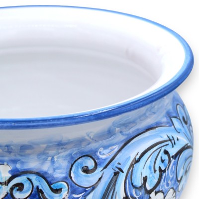 Cachepot Plant Pot, Sicilian Ceramic, 5 Size Options (1pc) Baroque and Flowers on Blue and Turquoise Background - 