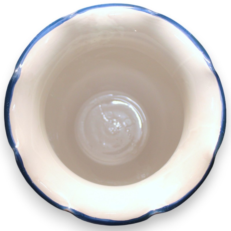 Grande Giara portaombrelli, ceramica Siciliana, h 50 cm ca. decoro barocco e fiori su fondo blu e turchese - 