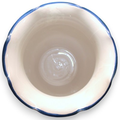 Tarro paraguas grande, cerámica siciliana, de unos 50 cm de altura. decoración barroca y flores sobre un fondo azul y tu