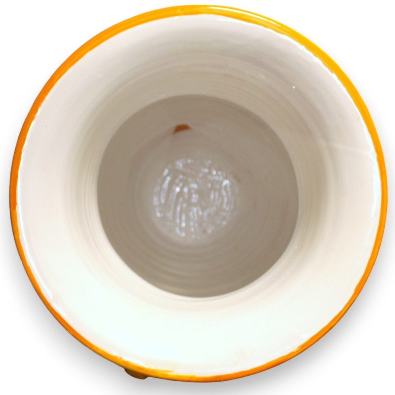 Paraplyburk med ficklampa handtag, siciliansk keramik, ca h 50 cm. barock, blommig och geometrisk dekoration på blå bakg