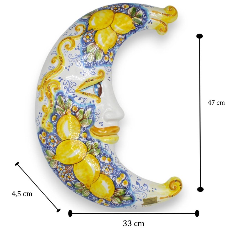 Luna in ceramica di Caltagirone, h 47 cm ca. varie opzioni decoro (1Unità) - 