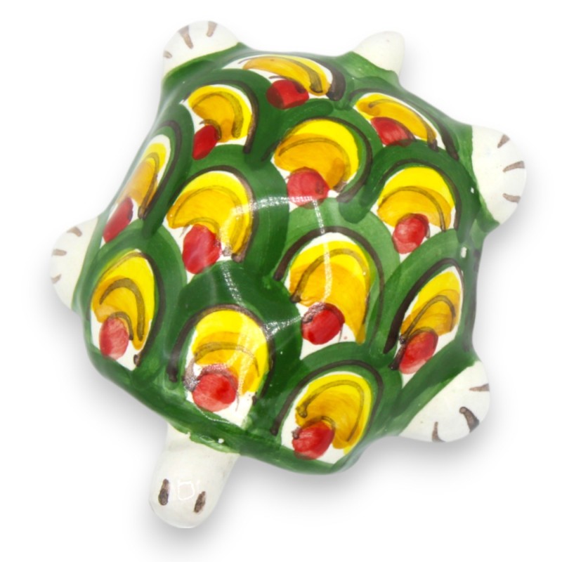 Landschildkröte aus feiner sizilianischer Keramik, zwei Größenoptionen (1 Stück), zufällige Dekoration und Farbe - 