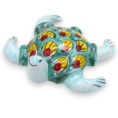 Tortue de mer en céramique fine sicilienne, L 9 x 8 cm environ. (1 pièce) - 