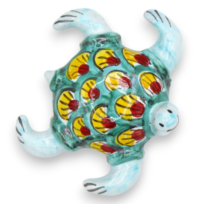 Tortue de mer en céramique fine sicilienne, L 9 x 8 cm environ. (1 pièce) - 