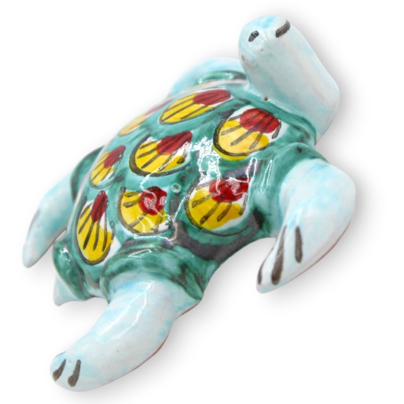 Tortue de mer en céramique fine sicilienne, L 9 x 8 cm environ. (1 pièce) - 