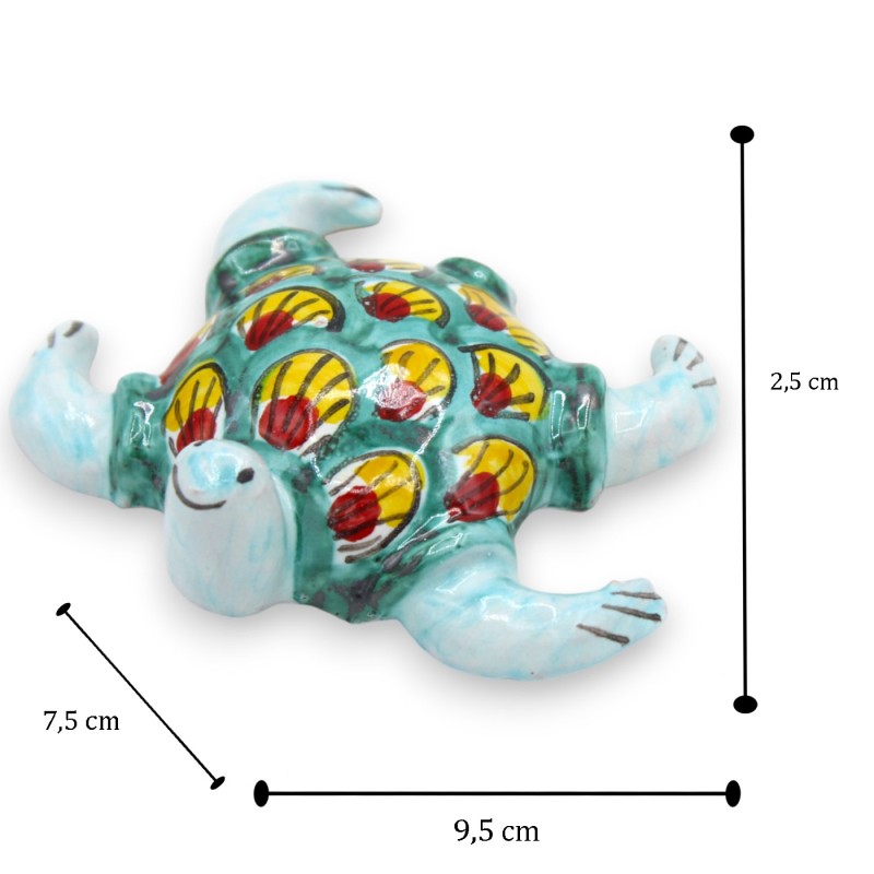 Tortue de mer en céramique fine sicilienne, L 9 x 8 cm environ. (1 pièce) - 
