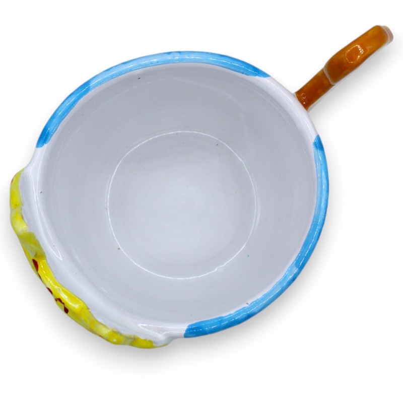 Tazza Porta Cialde / Capsule o sotto vaso con volto di Leone in pregiata ceramica, h 22 x 15 cm ca. - 