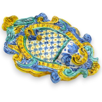 Bénitier en céramique sicilienne - h 30 x L 20 cm environ. décoration baroque MD7 - 