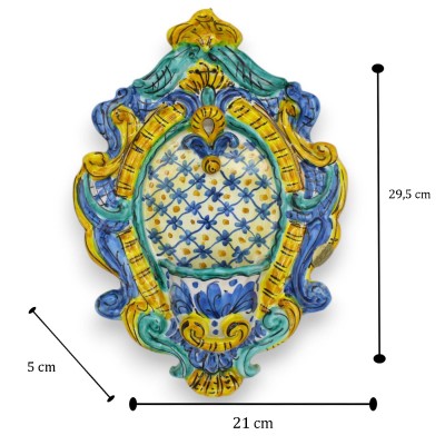 Pila de cerámica siciliana - alto 30 x ancho 20 cm aprox. decoración barroca MD7 - 