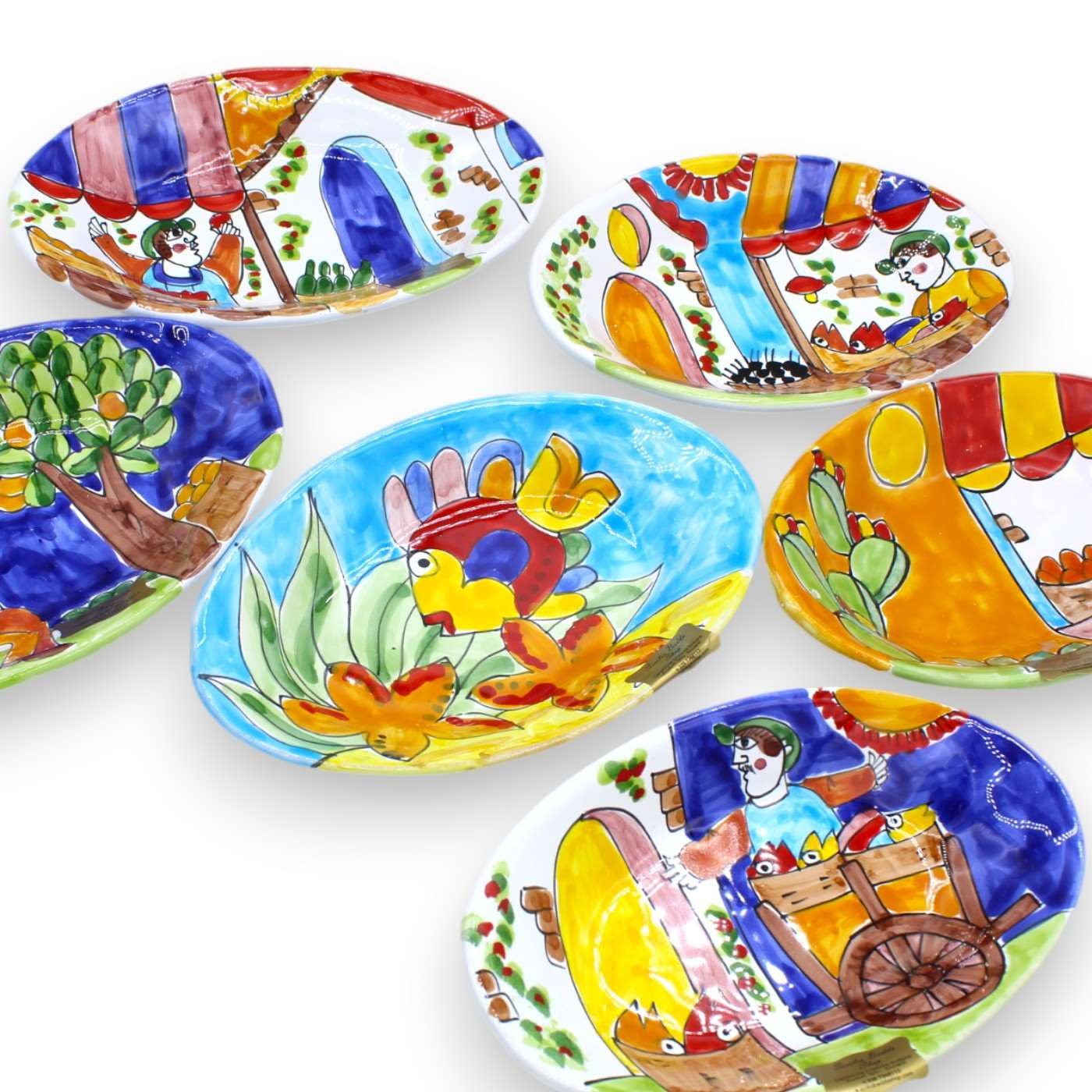 Sicilian Oval Ceramic Plate Oval Tray Serving Plate, Sicilian