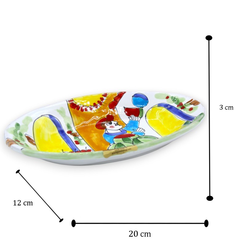 Bandeja de servicio ovalada, cerámica siciliana, dos opciones de tamaño (1 pieza) y decoración aleatoria - 