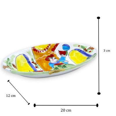 Bandeja de servicio ovalada, cerámica siciliana, dos opciones de tamaño (1 pieza) y decoración aleatoria - 