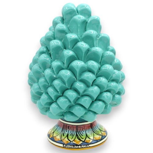 Piña de pino siciliano Caltagirone, altura aprox. (1pc) Aguamarina, tallo con decoración aleatoria -  2