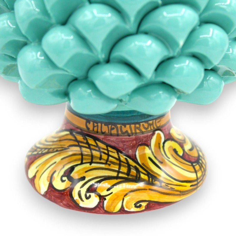 Sicilian pine cone Caltagirone, h 15 cm approx. (1pc) Aquamarine, stem random decoration - 