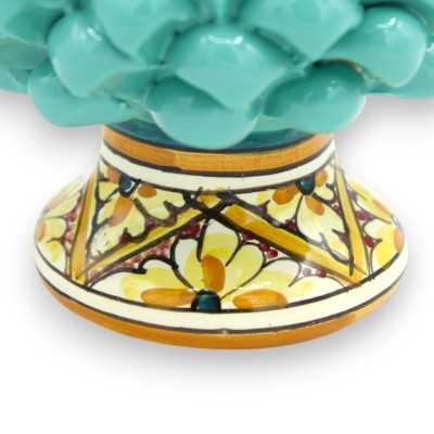 Sicilian pine cone Caltagirone, h 15 cm approx. (1pc) Aquamarine, stem random decoration - 