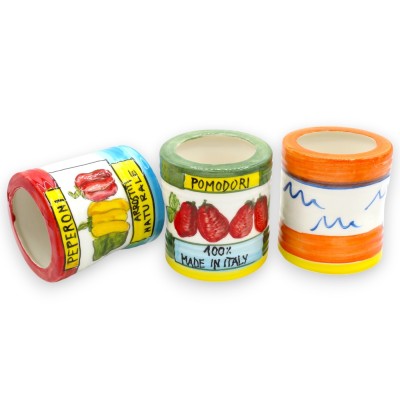 Schöpfkellenhalter in Form eines Vintage-Glases, Crushed-Effekt, sizilianische Keramik, 2 Größenoptionen (1 Stück), zufä