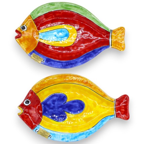Bandeja plana de peixe para servir ou pendurar, em cerâmica fina, C 30 x 18 cm aprox. (1 unidade) 2 opções de decoração 