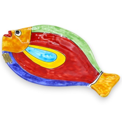 Vassoio Pesce piatto da portata o da appendere, in pregiata ceramica, L 30 x 18 cm ca. (1Unità) 2 opzioni decoro - 