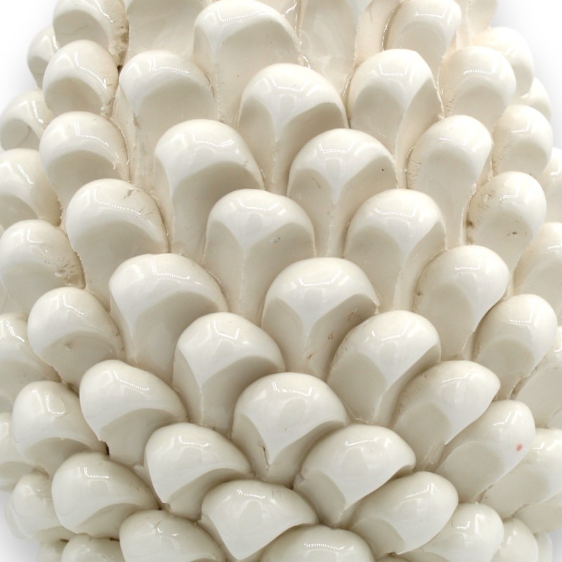 Piña siciliana en cerámica Caltagirone, blanca - 2 opciones de tamaño (1 pieza) decoración de flores y hojas, detalles e