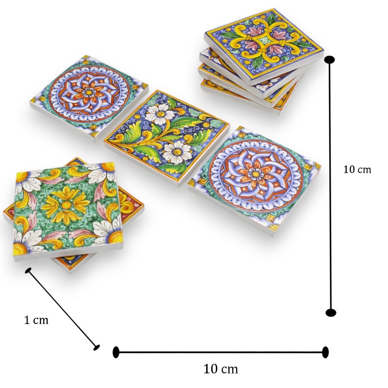 Fine ceramic tile, Mattonaccio, L 10 x 10 x 1 cm approx. (1pc) various decorations - 