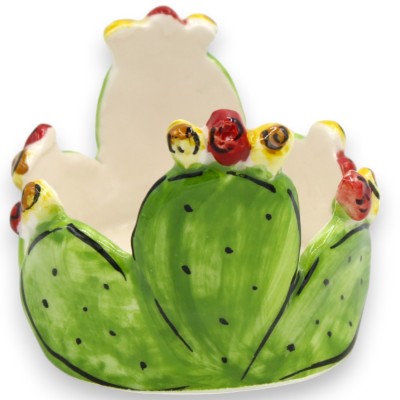 Glashalter oder Untersetzer, aus Caltagirone-Keramik, Ø ca. 10 x 8 cm. Feigenkaktusblätter - 