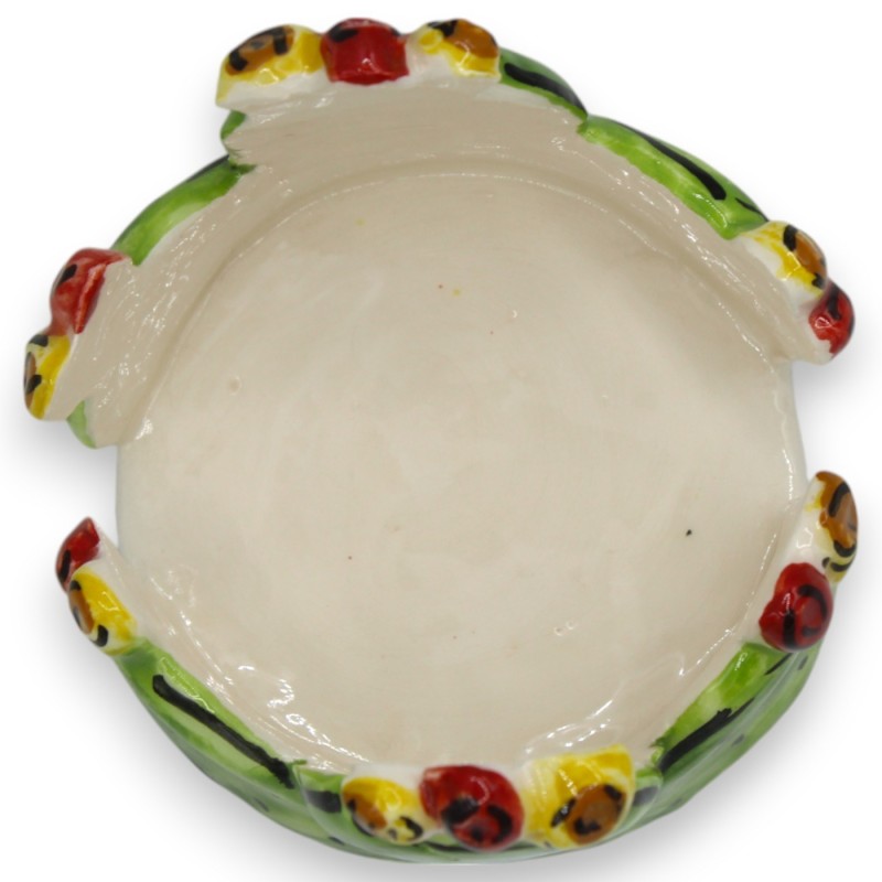 Glashalter oder Untersetzer, aus Caltagirone-Keramik, Ø ca. 10 x 8 cm. Feigenkaktusblätter - 