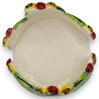Glashalter oder Untersetzer, aus Caltagirone-Keramik, Ø ca. 10 x 8 cm. Feigenkaktusblätter - 