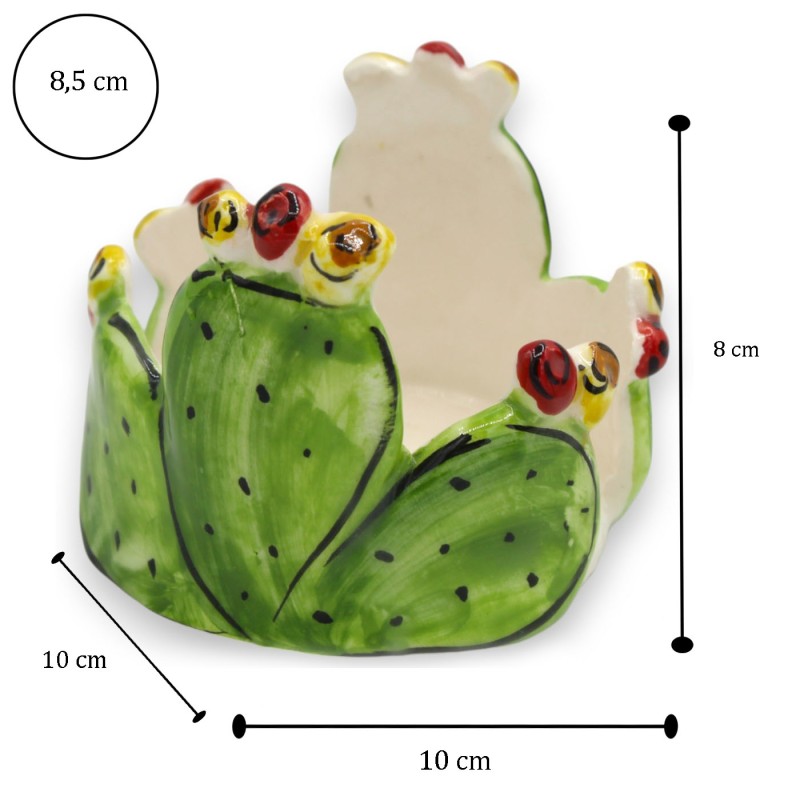 Glashalter oder Untersetzer, aus Caltagirone-Keramik, Ø ca. 10 x 8 cm. Feigenkaktusblätter - 
