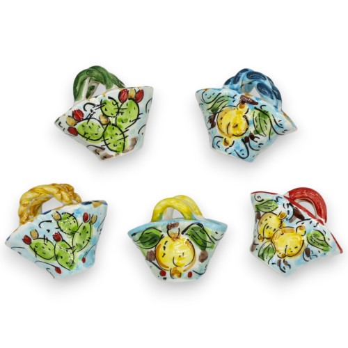 Caltagirone-Keramikkaffee mit glattem oder Seilgriff, H ca. 6 cm. (1 Stück) Zufällige Dekoration und Farbe - 