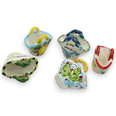 Kawa ceramiczna Caltagirone z uchwytem gładkim lub sznurkowym, wys. ok. 6 cm. (1 szt.) Losowa dekoracja i kolor - 