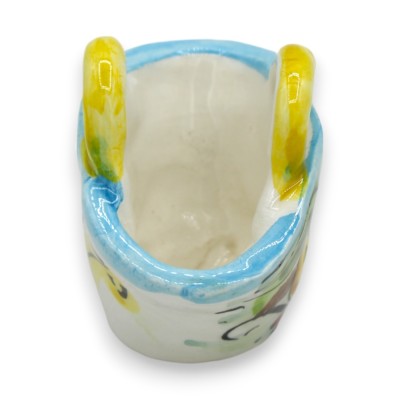 Kawa ceramiczna Caltagirone z uchwytem gładkim lub sznurkowym, wys. ok. 6 cm. (1 szt.) Losowa dekoracja i kolor - 