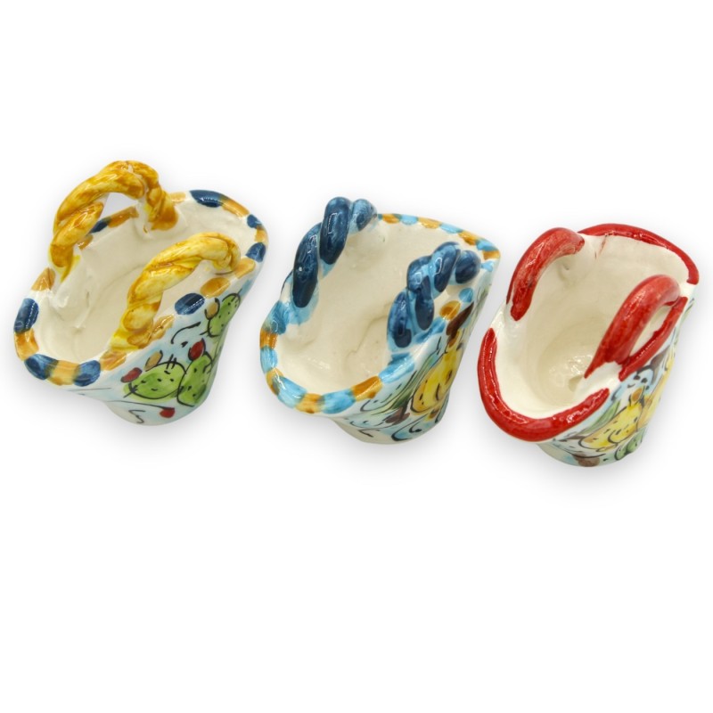 Kawa ceramiczna Caltagirone z uchwytem gładkim lub sznurkowym, wys. ok. 6 cm. (1 szt.) Losowa dekoracja i kolor - 