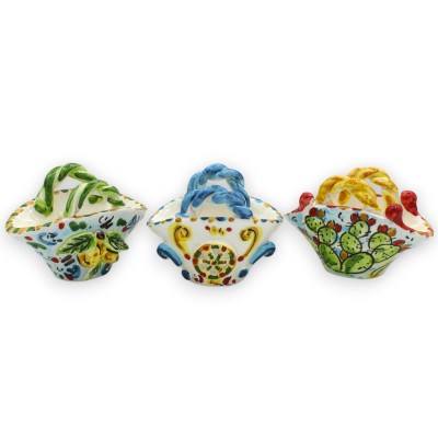 Caltagirone keramisk kaffe med slät eller rephandtag, h 8 x 11 cm ca. (1st) Slumpmässig dekoration och färg - 