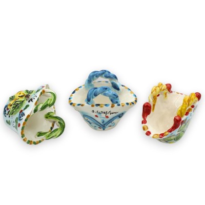 Caltagirone keramisk kaffe med slät eller rephandtag, h 8 x 11 cm ca. (1st) Slumpmässig dekoration och färg - 