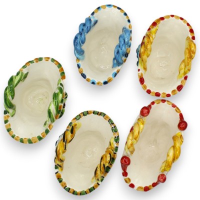 Caltagirone keramische koffietafel met glad of touwhandvat, ca. h 8 x 11 cm. (1pc) Willekeurige decoratie en kleur - 