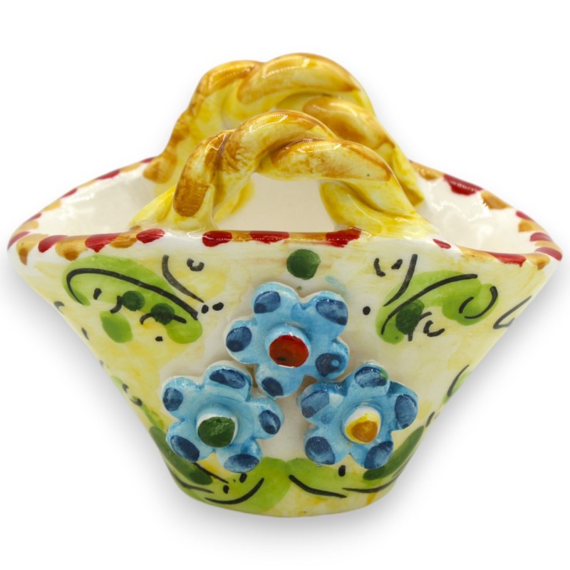 Caltagirone keramische koffietafel met glad of touwhandvat, ca. h 8 x 11 cm. (1pc) Willekeurige decoratie en kleur - 