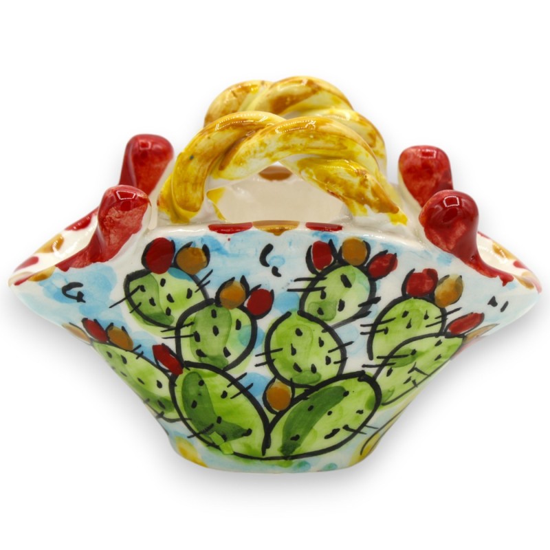Caltagirone keramisk kaffe med slät eller rephandtag, h 8 x 11 cm ca. (1st) Slumpmässig dekoration och färg - 