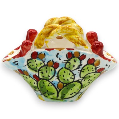 Caltagirone keramisk kaffe med slät eller rephandtag, h 8 x 11 cm ca. (1st) Slumpmässig dekoration och färg - 