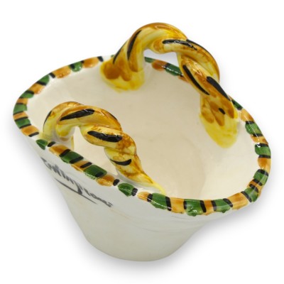 Caltagirone keramisk kaffe med slät eller rephandtag, h 8 x 11 cm ca. (1st) Slumpmässig dekoration och färg - 