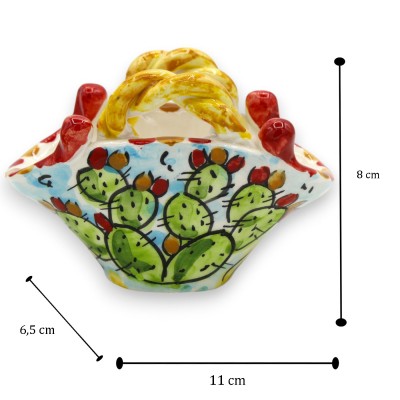 Caltagirone keramisk kaffe med slät eller rephandtag, h 8 x 11 cm ca. (1st) Slumpmässig dekoration och färg - 