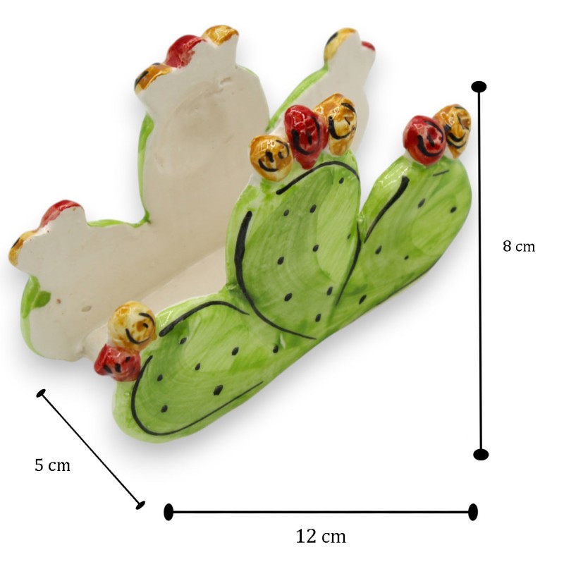 Caltagirone ceramic napkin holder, prickly pear shaped, h 8 x 12 cm approx. (1pc) - 