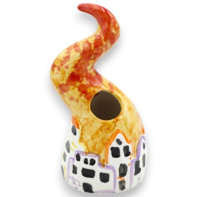 Kerzenhalter aus Glückshorn, aus feiner Keramik, H ca. 18 x 8 cm. Zufällige Farbe und Dekoration - 