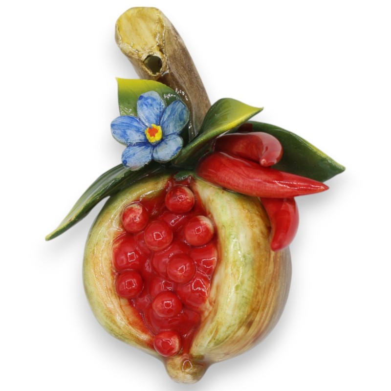 Pakiet z kompozycją granatów, chilli i liści z delikatnej ceramiki - wys. 16 x 12 cm ok. - 