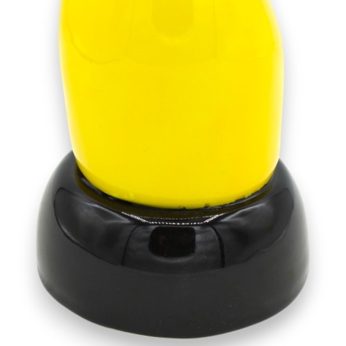 Corno portafortuna verticale in ceramica siciliana, Giallo su base Nera, 4 opzioni misura (1Unità) -  2