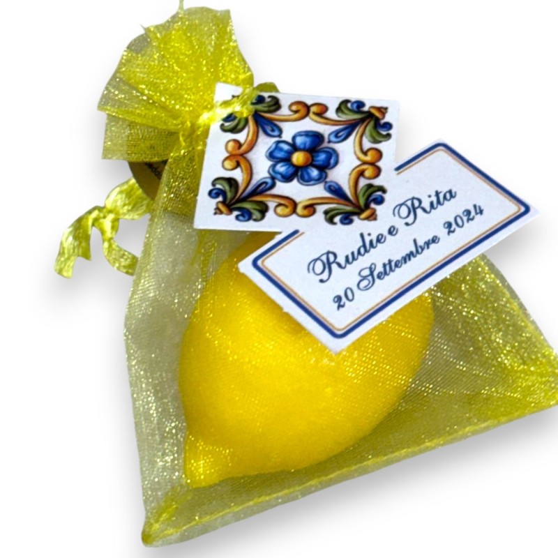 Placeholder, Organza zakje met Siciliaanse citroengeur plantaardige zeep (1 stuk) 25 gr - 